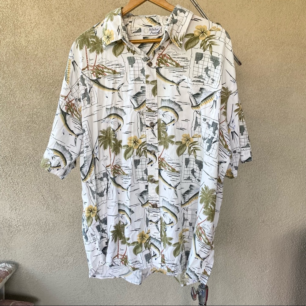 -Michael Austin Cotton/Rayon Hawaiian Aloha Shirt